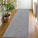 SHACOS Teppich Läufer Flur rutschfest 60 x 180 cm Grau Küchenteppich Waschbar...