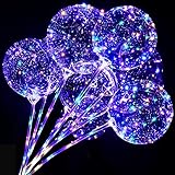 10 Pack Wiederverwendbare LED Luftballon mit Stäbe, Bunt Led Ballons Helium...