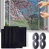 4 Stück Moskitonetze für Fenster,130x150cm Fliegengitter Fenster mit 4 Rollen...