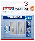 tesa Powerstrips Haken Waterproof S Metall eckig - selbstklebender Wandhaken...