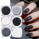 GZSYY Glitzerpuder für Nägel Schwarz Nail Powder Weiss 6PCS Holographic...