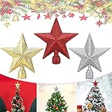 JUNMEIDO 3 Stück Weihnachtsbaumspitze Stern Baumschmuck Glitzernde...