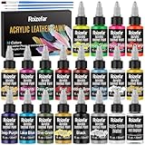 Roizefar Acryl-Lederfarbe, 18 Farben x 30 ml, mit Deglazer und Schutzfolie,...