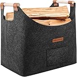XL Faltbarer Holzkorb für kaminholz Extra dicker Filz und verstärkter Griff |...