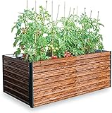 STREND PRO Hochbeet Metall 200x100x77 cm (LxBxH) Holz Imitation | Pflanzkasten...