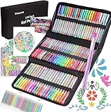 Vozuna 145Pack Glitzer Gelstifte für Erwachsenen Malbücher, 72 Gelschreiber...