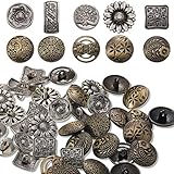 Metall Knöpfe 80 Stücke Antik Silber und Bronze Farbe zum Nähen DIY Basteln...