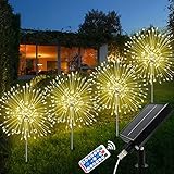 Liyade Solarlampen für Außen Garten, 4 Stück 120 LED Solarleuchten Feuerwerk,...