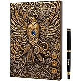 D&D Notizbuch – RPG Journal/Notebook mit 3D Goldener Phönix Motiv im...