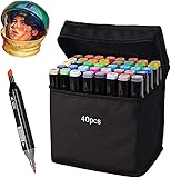 Camiki Art 40 Farben Alkohol Marker mit zwei Spitzen, Alkoholmarker...