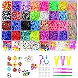 JcoGel 2500+Loom Bänder Set, Loom Bänder Zubehör Bunte Gummibänder Loops...