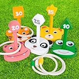 Ringwurfspiel aus Holz, Commodum Wurfspiel mit 5 Spielstäben und 5 Ringen,...