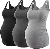 Love2Mi 3 Pack Damen Umstandstop Umstandsmode Tanktops Ärmelloses Umstands...