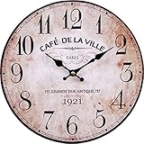 LB H&F Vintage Wanduhr lautlos ohne tickgeräusche Küchenuhr Lilienburg antik...
