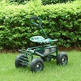 pro.tec Garten Rollsitz Casarano Gartensitz mit Rollen 83 x 45 cm Grün/Schwarz...