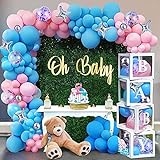 97PCS Gender Reveal Babyparty Dekoration Boxen Luftballon Girlande Blau Rosa...