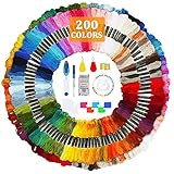 JOTOL Stickgarn,200 Farben Kreuzstich Fäden+Werkzeuge,Embroidery Threads...