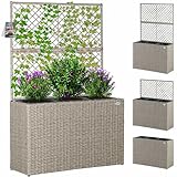 Casaria® Blumenkasten Rankgitter 3 Innentöpfe Polyrattangeflecht Rankhilfe...