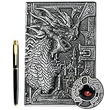 3D Drachen Vintage Tagebuch+Stift Set,A5 Notizbuch Liniert,Personal Organizer...