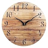 Plumeet Wanduhr, 30cm Rahmenlose Hölzerne Wanduhren mit Leisem Quarzwerk,...