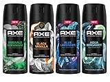 AXE Premium Bodyspray 4er Set Aqua Bergamot/Black Vanilla/Blue Lavender/Emerald...