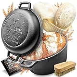 besøk Gusseisen Topf Brot backen [inkl. Gärkorb] Brotbackform rund mit Deckel...