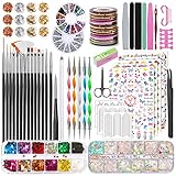 TAVADA Nail Art Pinsel und Dekorationen Set,Nail Art Dekoration Zubehör Set,15...