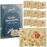 LAVODIA Mottenfalle Kleidermotten: 10x Mottenschutz für Kleiderschrank –...