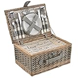 casa.pro Picknickkorb für 4 Personen Picknick-Set mit Kühltasche inkl....