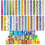 Koogel 30 Stück Schnapparmband Kinder, Bunte Slap Armbänder Slap Bracelet für...