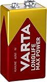 VARTA Batterien 9V Blockbatterie, 1 Stück, Longlife Max Power, Alkaline, für...