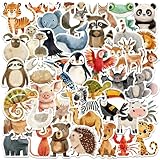 Dewocke Tier Sticker Set für Kinder, 50 Unikate Illustration Tiere Aufkleber,...