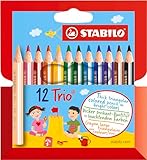 STABILO - Dreikant-Buntstift - Trio dick kurz - 12er Pack - mit 12 verschiedenen...