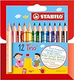 Dreikant-Buntstift - STABILO Trio dick kurz - 12er Pack - mit 12 verschiedenen...