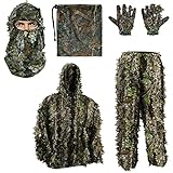 PELLOR 3D Ghillie Tarnanzug, Dschungel Ghillie Suit Woodland Camouflage Anzug...
