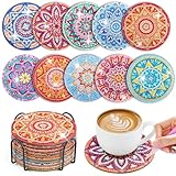 10 Stück Diamond Painting Untersetzer Mit Halter, Diamant Tassenuntersetzer,...
