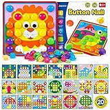 Japace Mosaik Steckspiel ab 2 Jahre, Kinderspiel zum Farbenlernen, 20 Karten und...