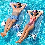 Orifinter XL Luftmatratze Pool, 2 Stück Pool Zubehör Wasserhängematte, 4 IN 1...