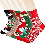 DERAYEE 5 Paare Weihnachtssocken,Christmas Socks,Socken Damen Weihnachten...