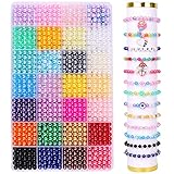 DIYDEC 1680 Stück 28 Farben Runde Bunte Perlen, 6mm Bunt Bastelperlen Runde...