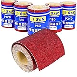 S&R Schleifpapierrollen Set, 5 Schleifpapier Rollen 93 mm x 5 m: Körnung P60,...