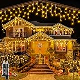 Ollny Eisregen Lichterkette außen warmweiß, 7.3M 216 LED Eisregen Lichterkette...
