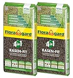 Floragard 4 in 1 Rasen-Fit 2x20 L für 20 m² • Rasenerde • Rasensubstrat...