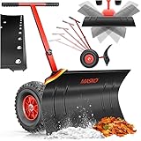 Masko Schneeschaufel auf Rädern höhenverstellbar - 5-Fach Schneeräumen,...