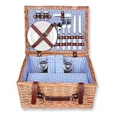 Schramm® Picknickkorb 40x30x20cm rechteckig aus Weidenholz für 2 Personen...