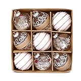 9er Set edle XXL Weihnachtskugeln Ø 8cm in Champagner-Farbe Weihnachtsbaum...