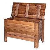 STOLMAK Gartenbox 80x52x40 cm Braun Kiefernholz Massiv Auflagenbox Kissenbox...