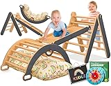 Kidiz® Klettergerüst Montessori 7in1 Spiel-Set mit Kletterbogen Rutsche...