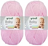 2x50 Gramm Gründl Baby Uni Wolle Set inkl. Anleitung für Baby Teddybär (07...