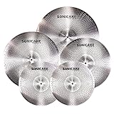 SONICAKE Cymbal Set mit geringer Lautstärke 14' HiHat+16' Crash+18' Crash+20'...